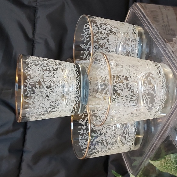 Vintage 1970s Old Fashioned Lace Libbey 5130 5oz Lowball Cocktail Glasses 8oz
